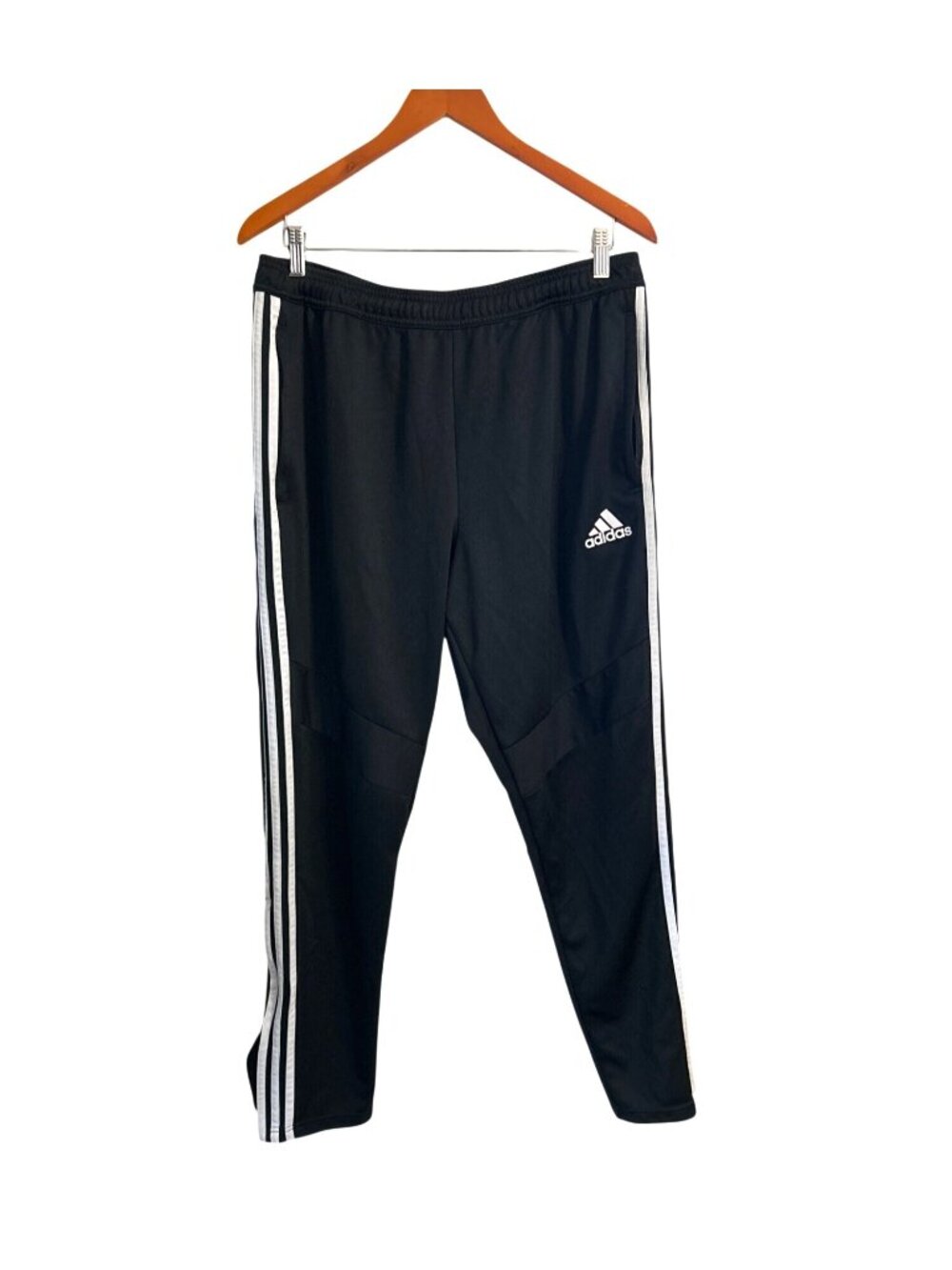 Adidas Mens XL Black Track Pants With White Stripes